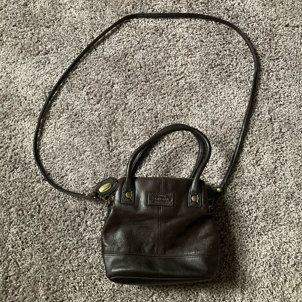 Sonoma Jean Company Brown Leather Purse w/ Shoulder Strap